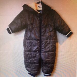 Dark Gray Hooded Baby Snowsuit